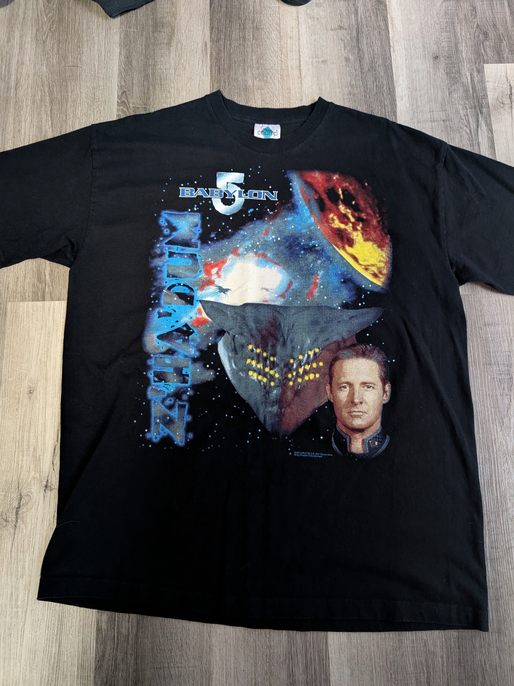 VTG 1997 Babylon 5 Z'Ha'Dum T-Shirt XL Tour Champ Sci-Fi